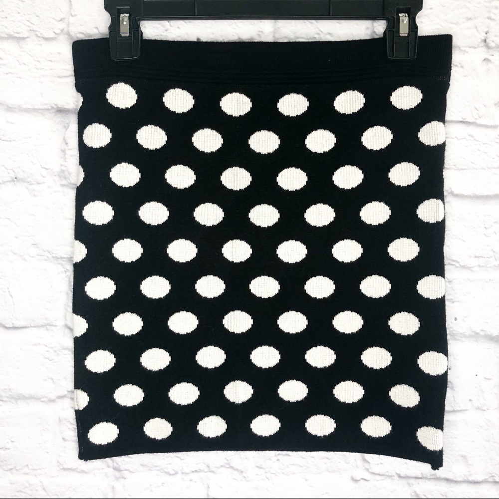 Polka Dot Black & White Pencil Mini Skirt